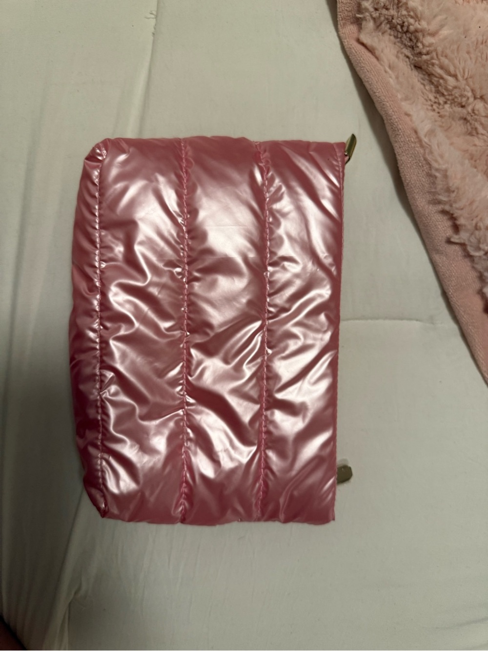 Pink Quilted Puffer Cosmetic Bag